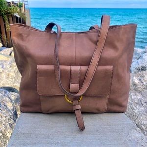 FRYE Madison Shopper Tote Stone Gray Handbag